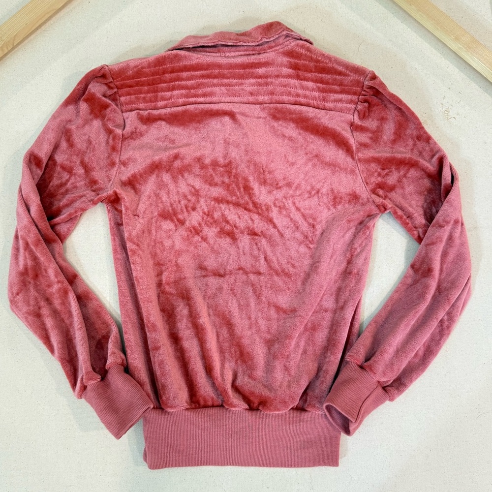 Vintage Mister Noah Pink Velour Pullover with Collar Size Small Coquette - Picture 2 of 10
